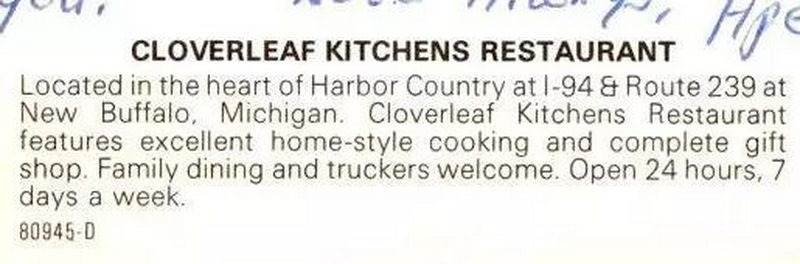 Cloverleaf Kitchens Restaurant (Harbor Country Restaurant) - Postcard (newer photo)